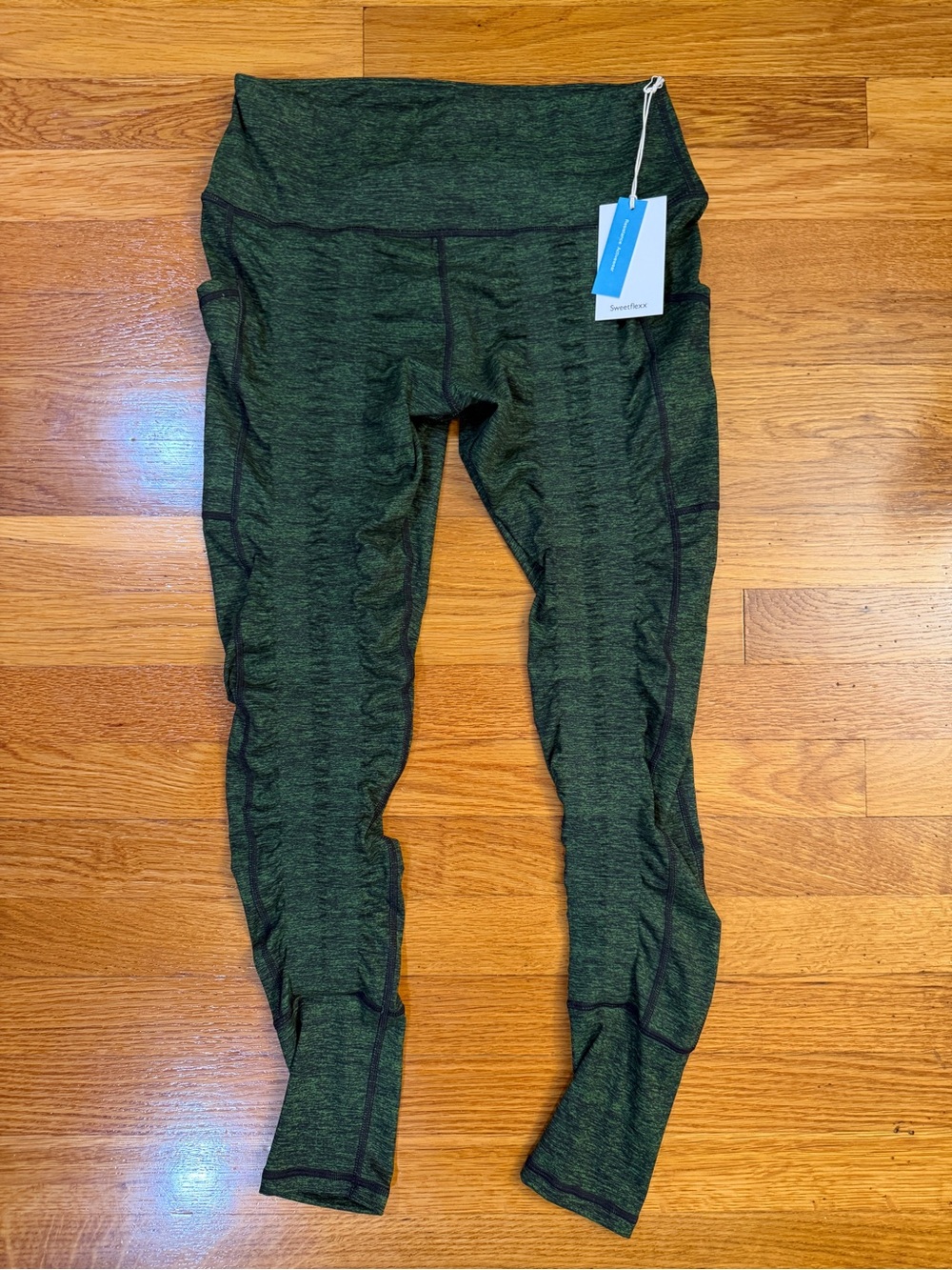 Sweetflexx Resistance Band Leggings Green Size 8 (4 band front) Compression NWT